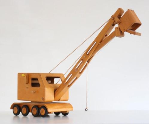 Vintage Plywood excavator by Friedrich Fröbel Werdau in teak, Kinderen en Baby's, Speelgoed | Houten speelgoed, Zo goed als nieuw