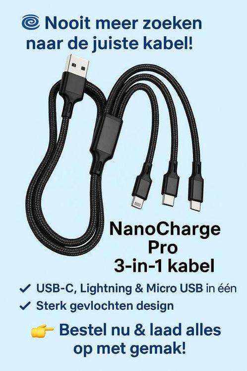 NanoCharge 3 In 1 PROMO, Telecommunicatie, Mobiele telefoons | Telefoon-opladers, Nieuw, Apple iPhone, Verzenden