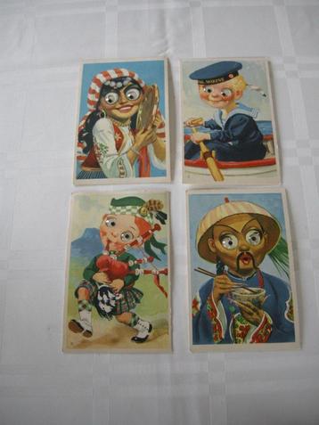 4 Postkaartjes met beweegoogjes +_ 1950 Made in Denmark  beschikbaar voor biedingen