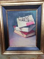 * A. Leroy: stilleven: Boeken en Bril, Antiek en Kunst, Ophalen of Verzenden