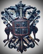 Antiek Middeleeuwse stijl Heraldische Houten wapenschild, Antiek en Kunst, Ophalen