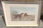 Gravure chien de chasse signe Léon danchin, Antiek en Kunst, Ophalen