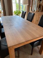 Teak eettafel 1m x 2m40 + 6 stoelen - 525 euro, 200 cm of meer, Teakhout, Gebruikt, Ophalen of Verzenden