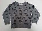 Mt 98-104 Grijze sweater met zwarte auto's met tanden, Kinderen en Baby's, Kinderkleding | Maat 98, Gebruikt, Trui of Vest, H&M