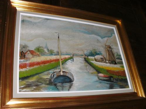 *Mooie gesigneerde Hollandse schilderij met prachtige kader, Antiek en Kunst, Kunst | Schilderijen | Klassiek, Ophalen of Verzenden