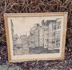 Ets van Rotterdamse gracht 'Het Steigers' van J.T.N. Schep., Antiek en Kunst, Kunst | Etsen en Gravures, Ophalen