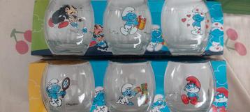 6 smurfenglazen  beschikbaar voor biedingen