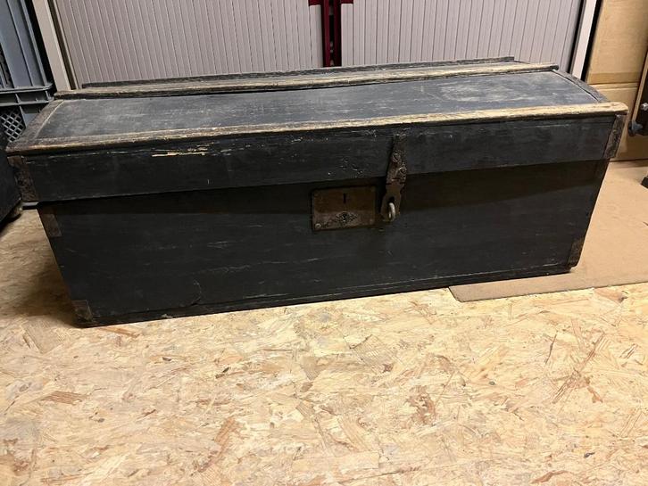 Oude dekenkoffer houten kist, Antiek en Kunst, Curiosa en Brocante, Ophalen of Verzenden