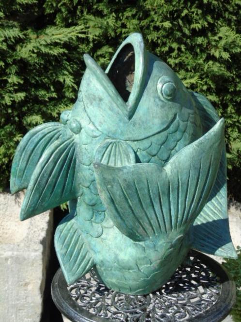 beeld van een grote vis in gepatineerd brons, waterstraal!!!, Tuin en Terras, Waterpartijen en Fonteinen, Nieuw, Fontein, Overige materialen