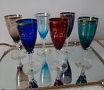 Vintage set van gekleurde kristallen Murano glazen., Antiek en Kunst, Ophalen