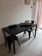 Ijzeren design tafel met 4 ijzeren stoelen, Huis en Inrichting, Ophalen of Verzenden, Zo goed als nieuw