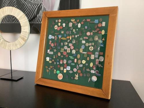 VINTAGE SPELDJES GEPRESENTEERD IN VITRINEKASTJE ., Verzamelen, Speldjes, Pins en Buttons, Ophalen