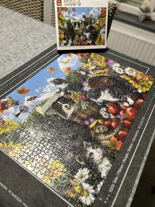 Puzzel "Kittens in the garden", Hobby en Vrije tijd, Denksport en Puzzels, Zo goed als nieuw, Legpuzzel, 500 t/m 1500 stukjes