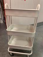 Voorraadrek op wielen wit, 3 etages, Enlèvement, Utilisé