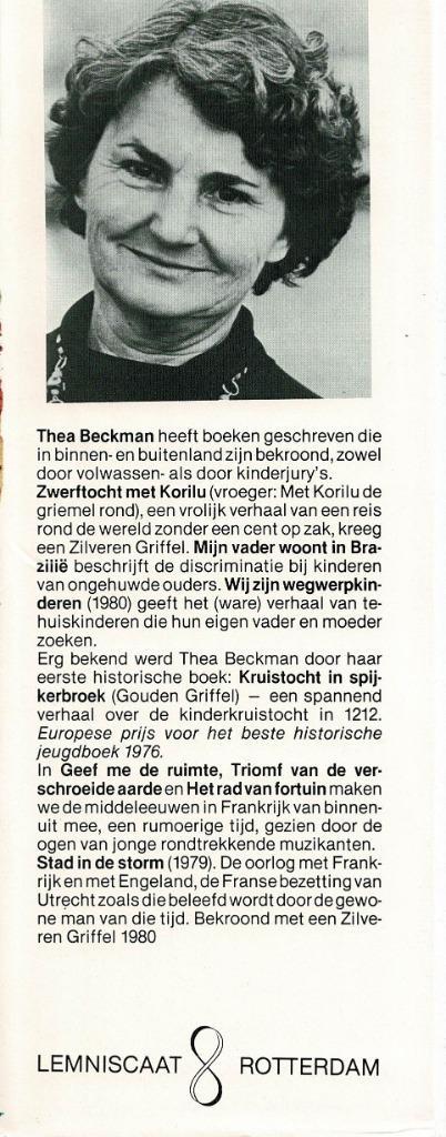 Thea Beckman serie 4 stuks 1981 / 1982 uniek, Boeken, Kinderboeken | Jeugd | 13 jaar en ouder, Gelezen, Fictie, Ophalen of Verzenden