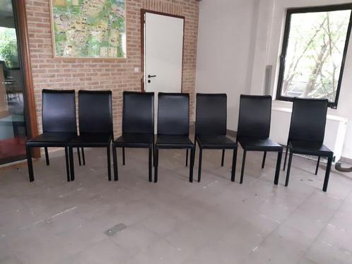 7 lederen stoelen in goede staat, Maison & Meubles, Chaises, Utilisé, Cinq, Six Chaises ou plus, Cuir, Noir, Enlèvement