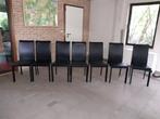 7 lederen stoelen in goede staat0, Ophalen, Gebruikt, Zwart, Leer