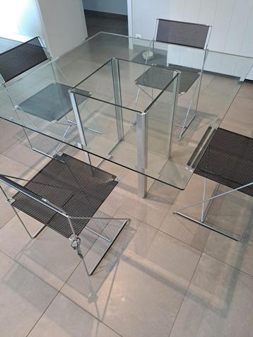 Design tafel en stoelen, Huis en Inrichting, Ophalen, Gebruikt, Modern, 4 tot 6 stoelen
