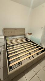 Nieuw boxspring bed nooit gebruikt 160x200cm, Neuf, Tissu, Beige, Enlèvement