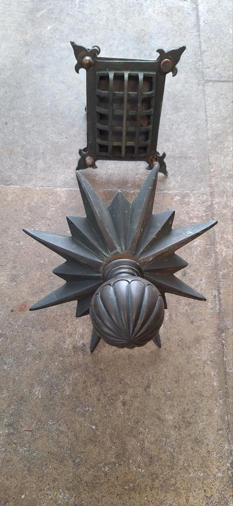 Zware metalen deurknop met rozet en deurspion, Antiek en Kunst, Curiosa en Brocante, Ophalen