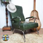 Fauteuil vintage en similicuir vert / siège tube Mid Century, Enlèvement ou Envoi