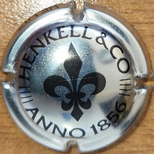 Duitse Schuimwijncapsule HENKELL & Co zilver & zwart nr 04, Verzamelen, Wijnen, Nieuw, Witte wijn, Overige gebieden, Ophalen of Verzenden