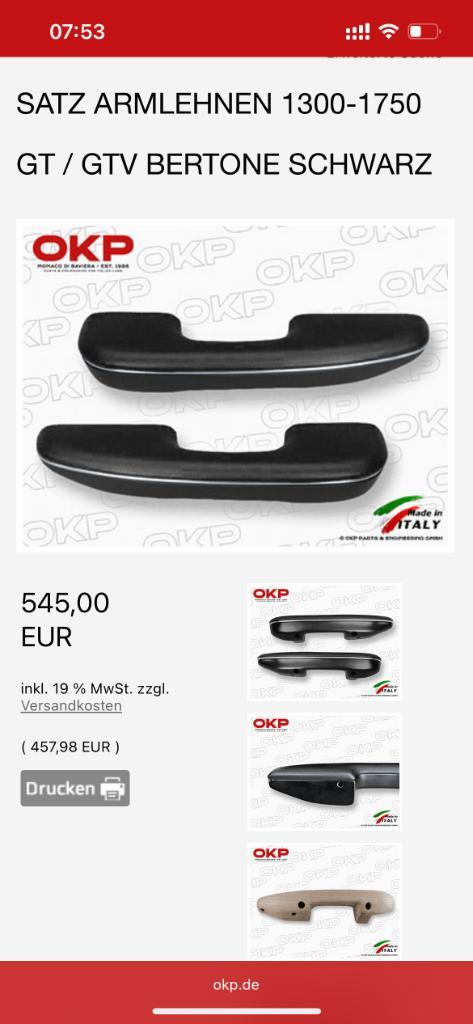 Alfa Romeo GT junior Nieuwe onderdelen, Auto-onderdelen, Interieur en Bekleding, Alfa Romeo, Ophalen