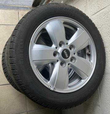 Originele MINI alu velgen (4) met winterbanden (Tpms-sensor) beschikbaar voor biedingen