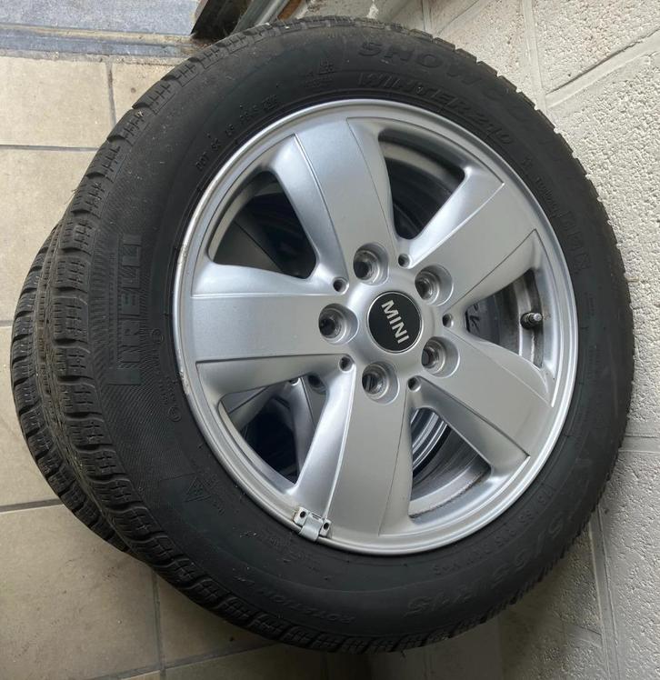 Originele MINI alu velgen (4) met winterbanden (Tpms-sensor), Auto-onderdelen, Banden en Velgen, Velg(en), Winterbanden, 15 inch