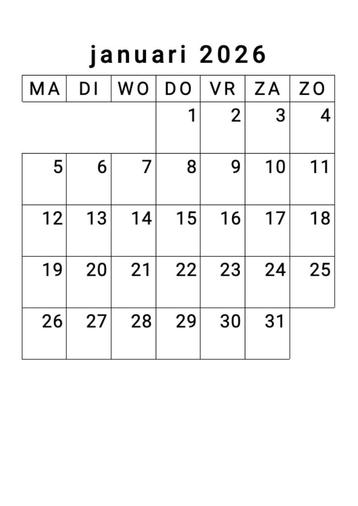 Grootletter kalender 2026 - PDF - of papieren versie beschikbaar voor biedingen