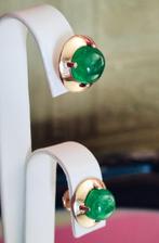 Gouden oorstekers met natuurlijke smaragden, Bijoux, Sacs & Beauté, Boucles d'oreilles, Avec pierre précieuse, Or, Puces ou Clous