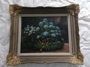 Antiek schilderij op paneel - Boeket Hortensia’s beschikbaar voor biedingen