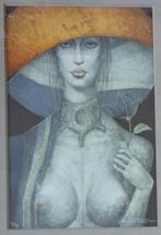 JEF VAN TUERENHOUT / KONINGIN / KLEURZEEFDRUK / 112x86cm KAD, Antiek en Kunst, Ophalen