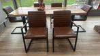 Zes eetkamerstoelen, cognac kleur, industriële look, Huis en Inrichting, Stoelen, Ophalen, Zo goed als nieuw