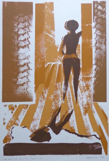 MARC CAMMAERTS / BLACK BROWN BEIGE / ZEEFDRUK / 70x50cm SIG beschikbaar voor biedingen