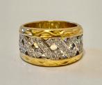 Bandring 18 karaat goud 14,9gr met 38 diamanten/ maat 18,2mm, 18 tot 19, Geel, Ophalen of Verzenden, Dame of Heer