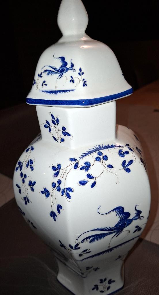 vase et couvercle en céramique/pot à gingembre bleu et blanc, Antiquités & Art, Antiquités | Céramique & Poterie, Enlèvement ou Envoi