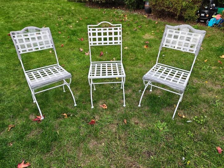 Metalen tuinstoelen Manutti design Versailles wit 3 stuks, Tuin en Terras, Tuinstoelen, Nieuw, Metaal, Ophalen