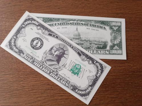 1.000.000 Dollar 2x One Million Dollar biljet, Postzegels en Munten, Bankbiljetten | Amerika, Setje, Noord-Amerika, Ophalen of Verzenden