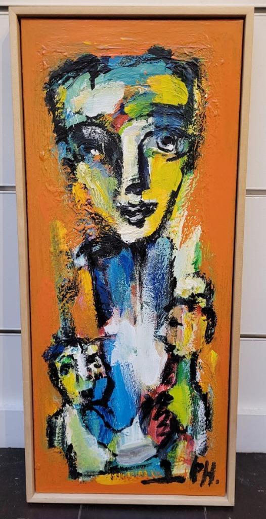 Peter HERMANS, figuur in oranje, Antiek en Kunst, Kunst | Schilderijen | Klassiek, Ophalen of Verzenden