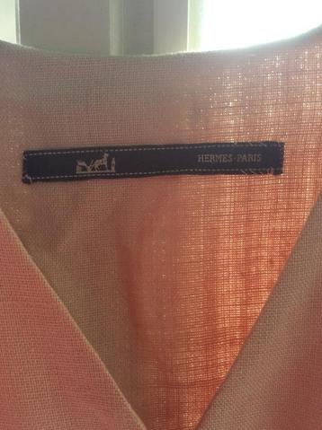 Hermès-Paris - 100% Linen - Knit Cuffs -  Pasteloranje/Crème beschikbaar voor biedingen