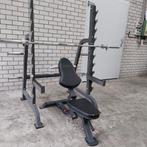 Squat rack + verstelbare bankje + Olympische gewicht set, Sport en Fitness, Ophalen, Zo goed als nieuw