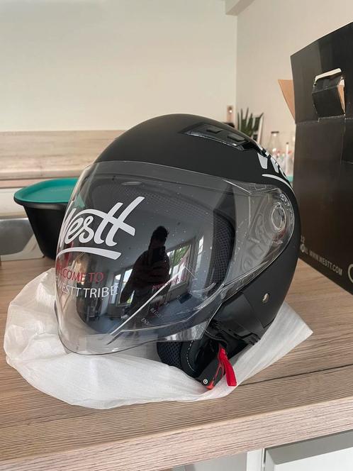 West jethelm met dubbel vizier ,  maat : S mat zwart, Motos, Vêtements | Casques de moto, Femmes, Hommes, Casque jet, S, Autres marques