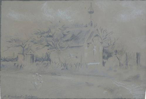 Suzanne Blanckaert-Goddyn (1881-???): Kapel (41 x 34 cm), Antiek en Kunst, Kunst | Schilderijen | Klassiek, Ophalen of Verzenden