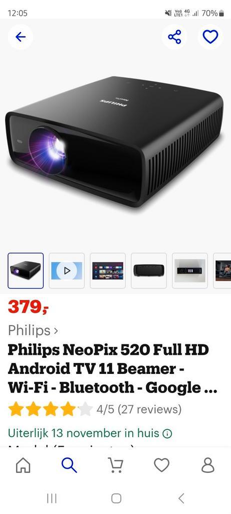 Philips beamer + scherm, Audio, Tv en Foto, Beamers, Zo goed als nieuw, Ophalen