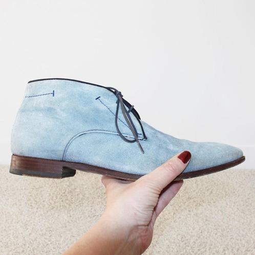 Prachtig Blauw Suede Greve Schoenen -s26 (Maat 9½/43) € 95,-, Kleding | Heren, Schoenen, Zo goed als nieuw, Veterschoenen, Blauw