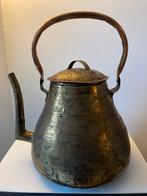 Antieke koperen waterketel met tinvoering, handvat en deksel, Antiek en Kunst, Ophalen of Verzenden, Koper