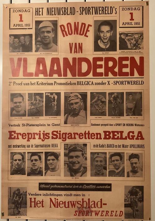 Ronde van Vlaanderen 1951 : poster, Verzamelen, Posters, Zo goed als nieuw, Ophalen of Verzenden