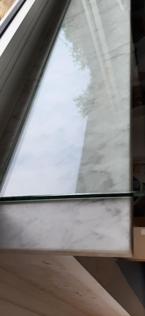 2 + 4 dikke glazen planken, Huis en Inrichting, Woonaccessoires | Etagères, Zo goed als nieuw, Ophalen