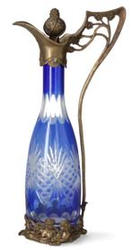 Art Nouveau  Kristal  karaf met bronzen beslag, rond 1900, Ophalen